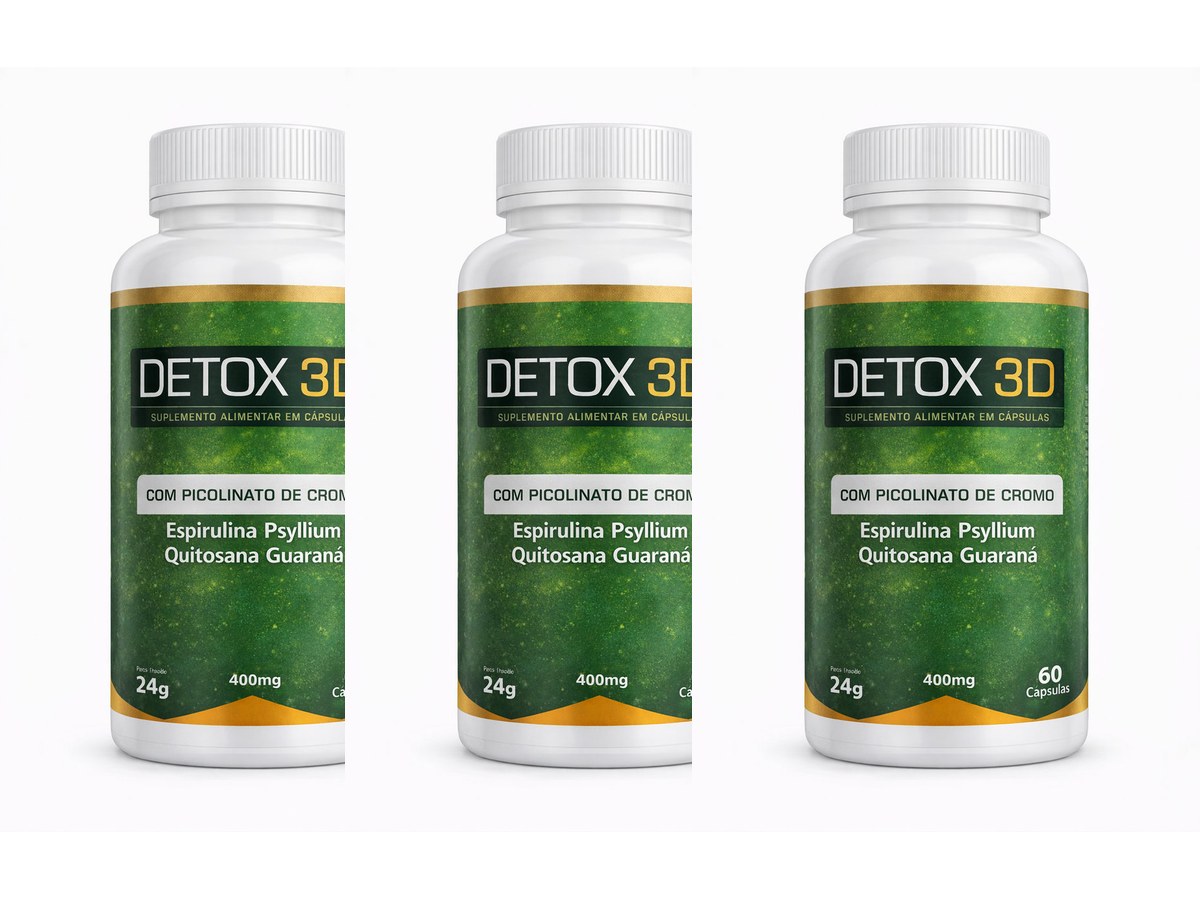 Detox 3D — kit com 3 potes (180 cápsulas)